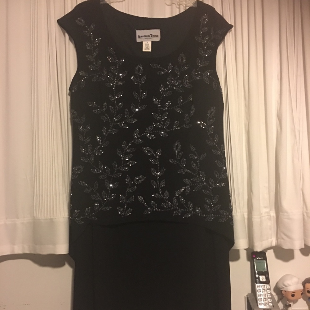 Another Time Black Sequin Sheath Dress Sz 16